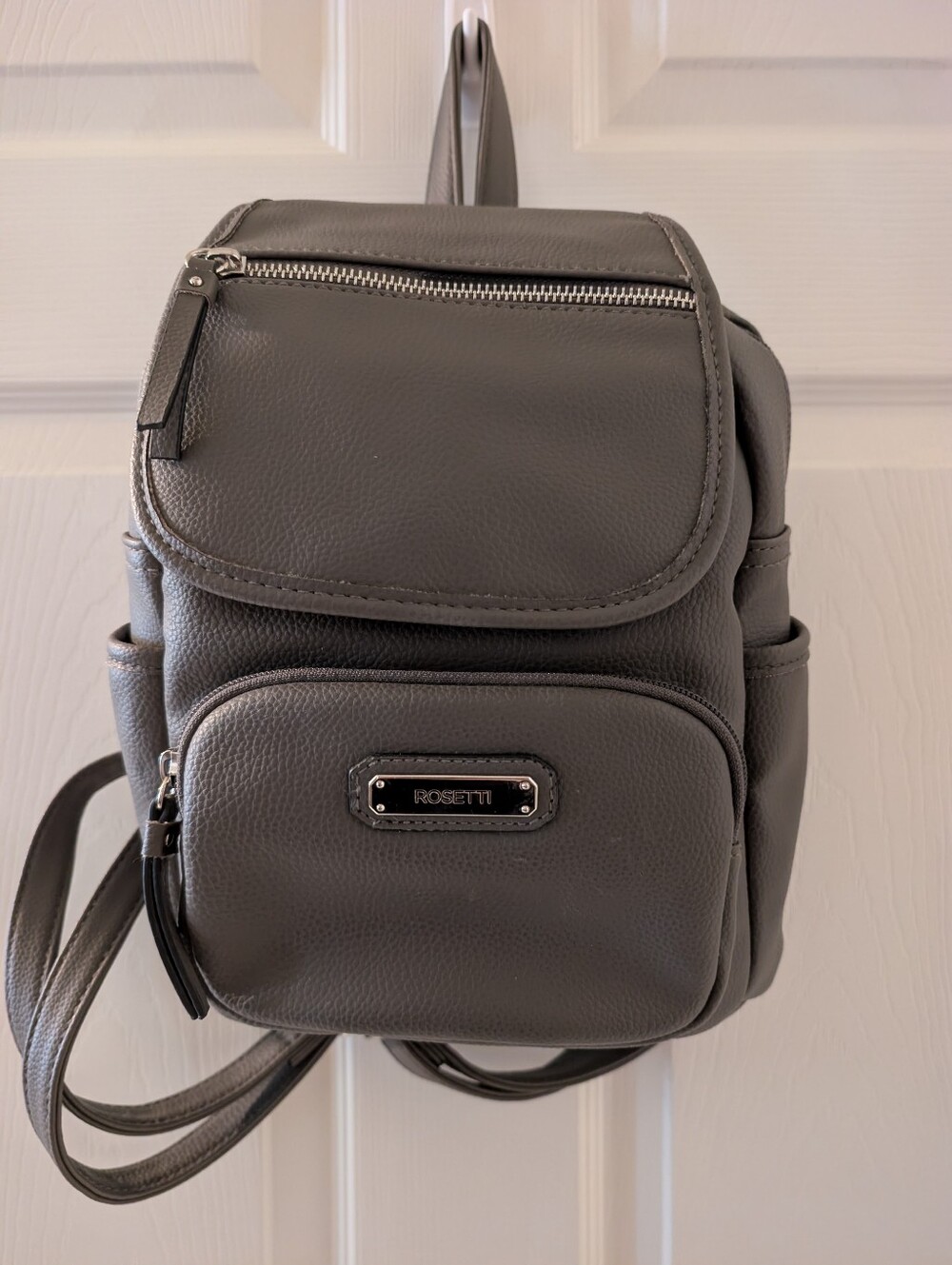 Rosetti Charcoal Pebbled Mini Backpack with Front Pocket